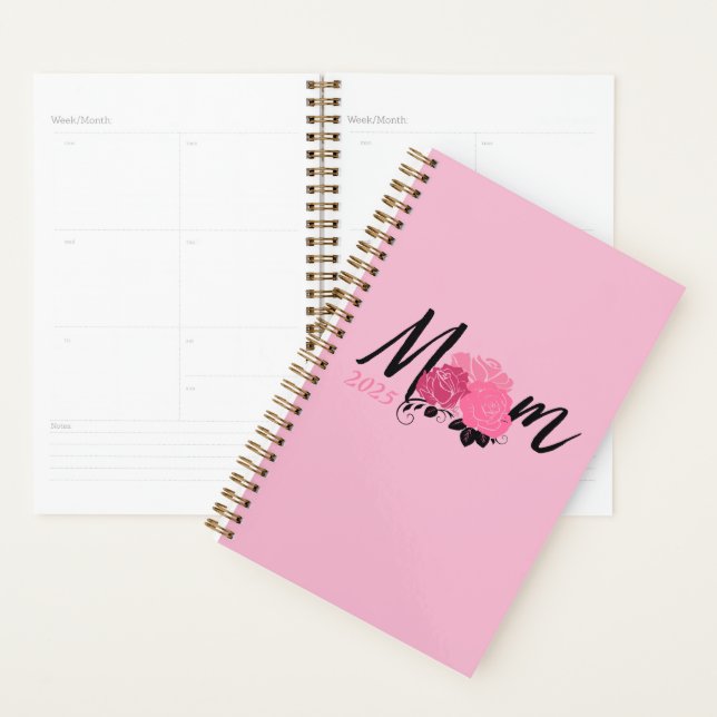 Carnet en spirale rose or pour maman (Devant avec enveloppe)
