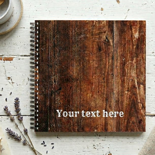 Carnet en spirale Rustique Vieux Bois Personnalisé