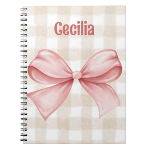 Carnet En vichy beige et rose avec arc aquarelle