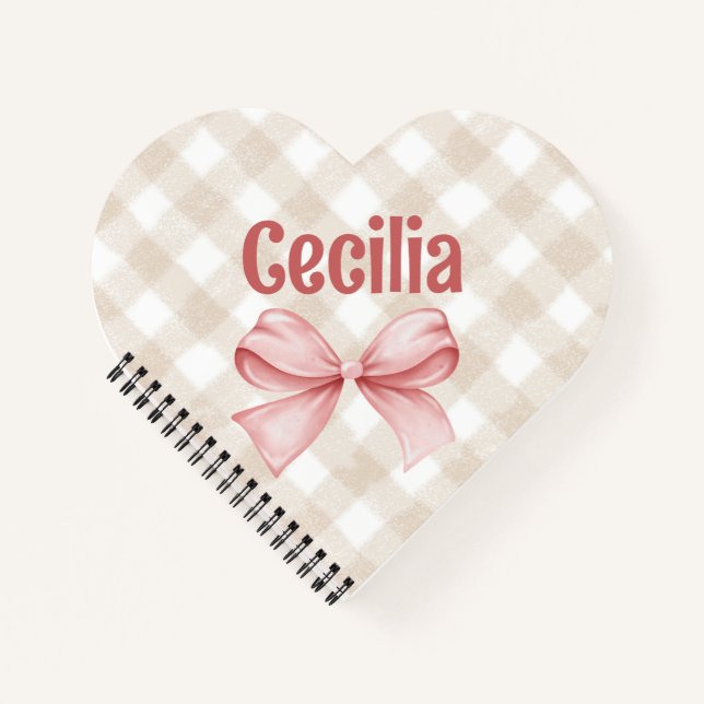 Carnet En vichy beige et rose avec arc aquarelle (Devant)