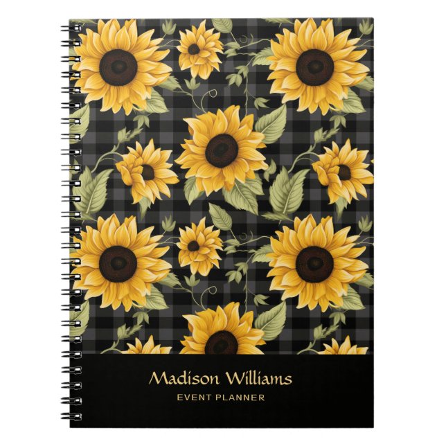 Carnet en vichy Motif tournesol (Devant)