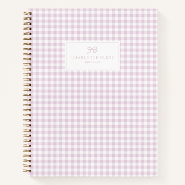 Carnet En vichy rose, preppy & Pastel esthétique (Devant)
