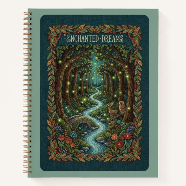 Carnet Enchanted Dreams Embroidered Mystical Forest  (Devant)
