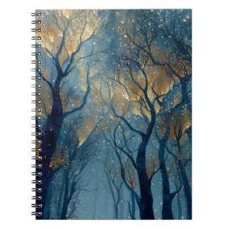 Carnet Enchanted Winter Forest with Glowing Golden Trees
