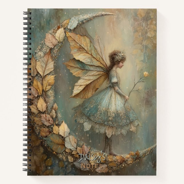 Carnet Enchanted Woodland Leaf Fairy Fantasy Personalized (Devant)