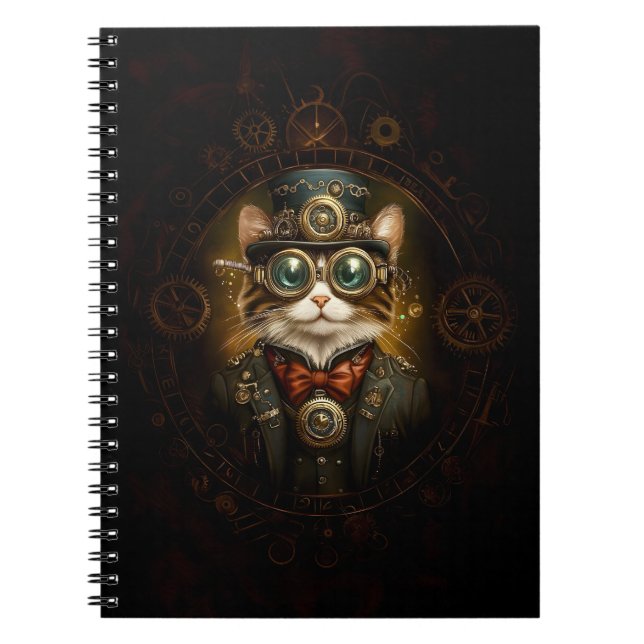 Carnet Enchanter Cute Steampunk Cat G6 Découpage (Devant)