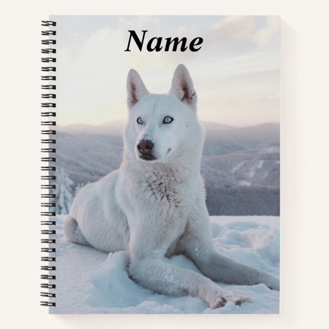 Carnet Enchanter White Husky Dog dans la neige (Devant)