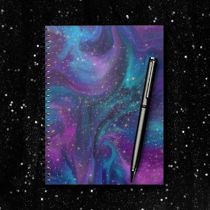 Carnet Encre cosmique Turquoise bleu violet Galaxie Neb
