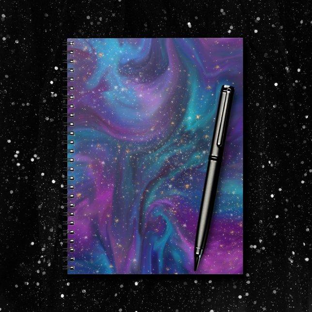 Carnet Encre cosmique | Turquoise bleu violet Galaxie Neb (Créateur téléchargé)