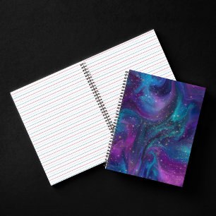 Carnet Encre cosmique Turquoise bleu violet Galaxie Neb