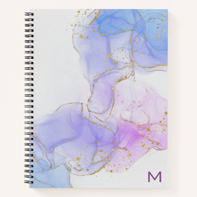 Carnet Encre d'alcool rose, pourpre et bleu (Devant)
