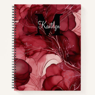 Carnet Encre d'alcool rouge cerise personnalisée