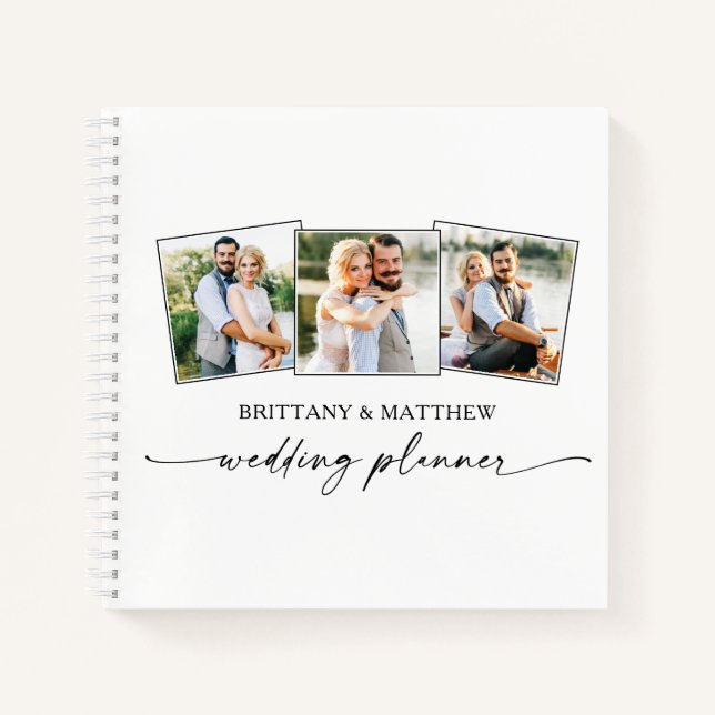 Carnet Encre de calligraphie moderne 3 Photo Wedding Plan (Devant)