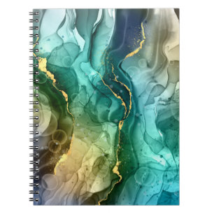 Carnet Encre Liquide Or, Turquoise et gris foncé