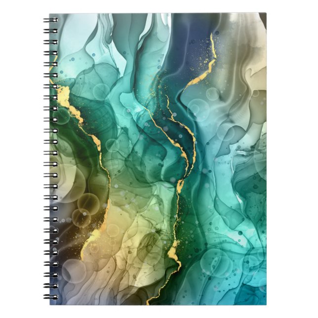 Carnet Encre Liquide Or, Turquoise et gris foncé (Devant)