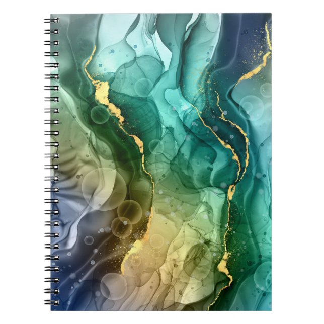 Carnet Encre Liquide Or, Turquoise et gris foncé (Devant)