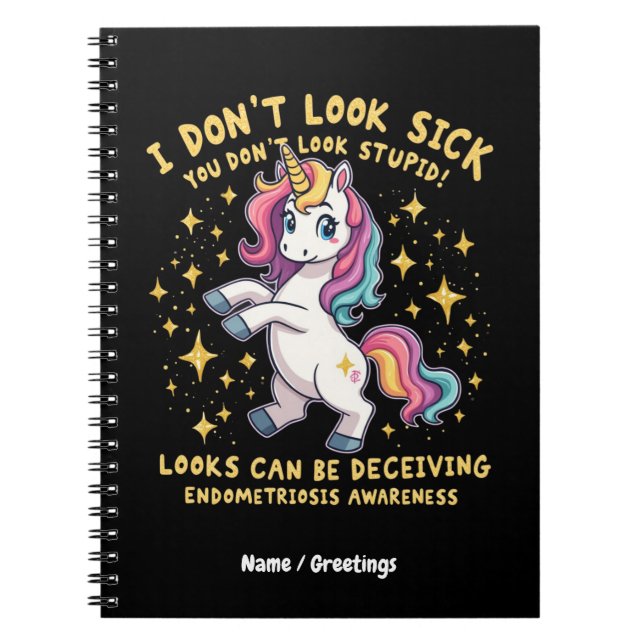 Carnet Endometriose Sensibilisation Forte Unicorne Guerri (Devant)