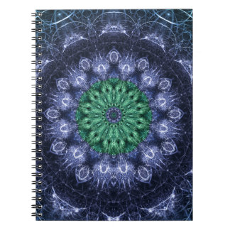 Carnet Énergie cristalline bleue émeraude Art fractal