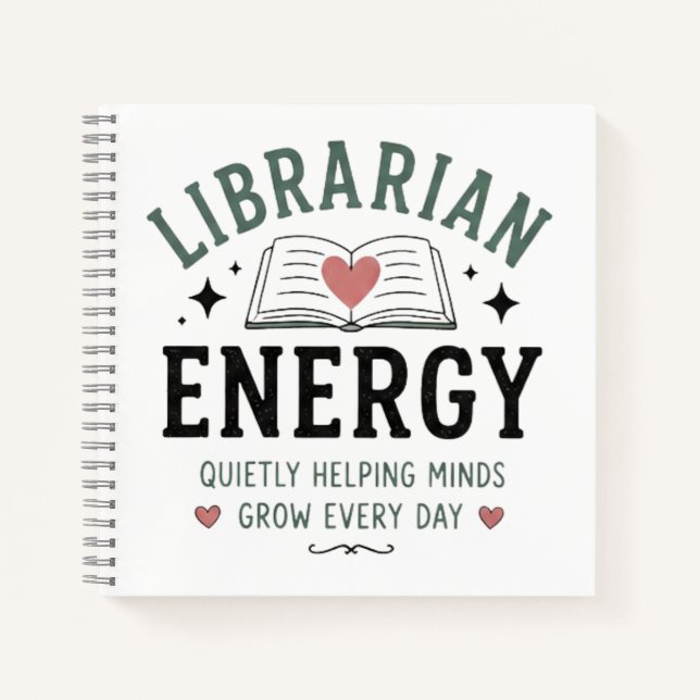 Carnet Énergie de bibliothécaire aidant les esprits grand (Devant)