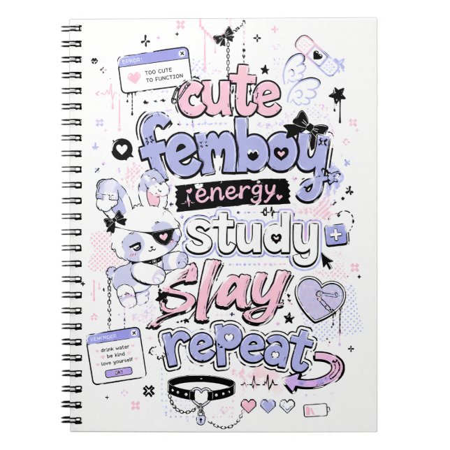 Carnet Énergie de Femboy Mignonne Étude Détruire Répéter  (Devant)