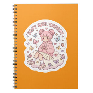 Carnet Énergie de fille douce et mignonne Kawaii Rose pas