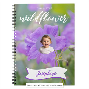 Carnet Enfant à la Fleur Sauvage Violette Photo et Nom Pe