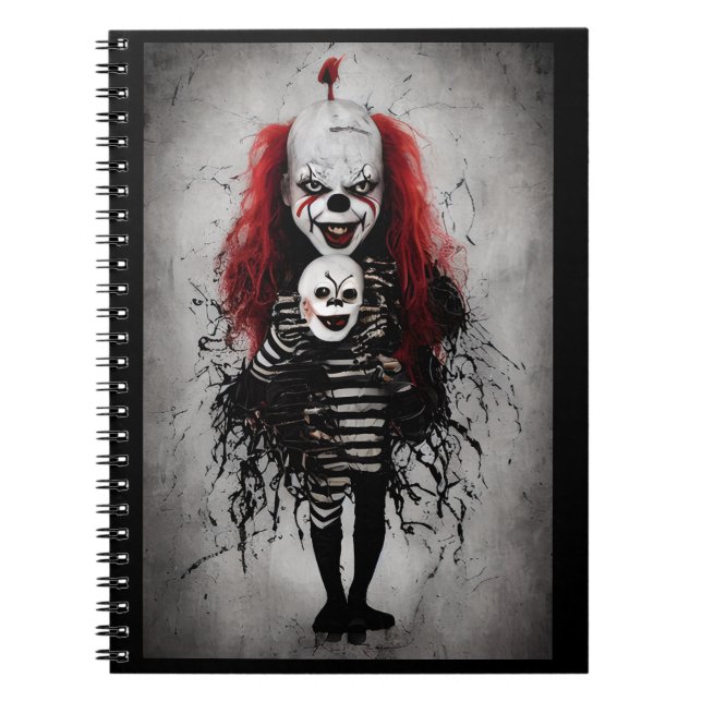 Carnet Enfant Clown Mal Tenant Une Tête Clown Effrayant (Devant)