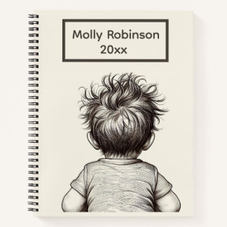 Carnet Enfant Mignon Cheveux Décoiffés Personnaliser