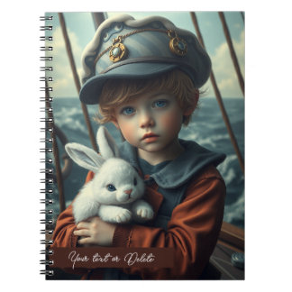 Carnet Enfant thème nautique tenant son jouet lapin coutu