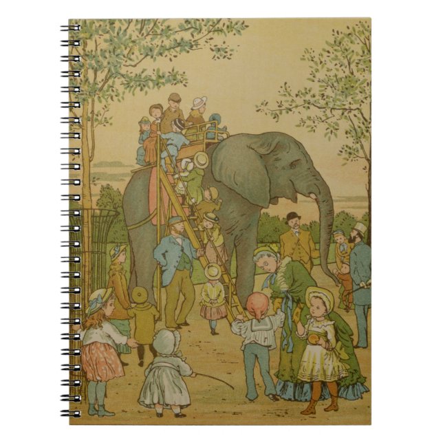 Carnet Enfants à cheval sur l'éléphant (litho) (Devant)