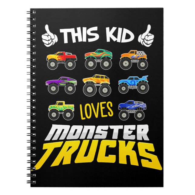 Carnet Enfants Cet Enfant Aime Monster Trucks Garçons Et  (Devant)