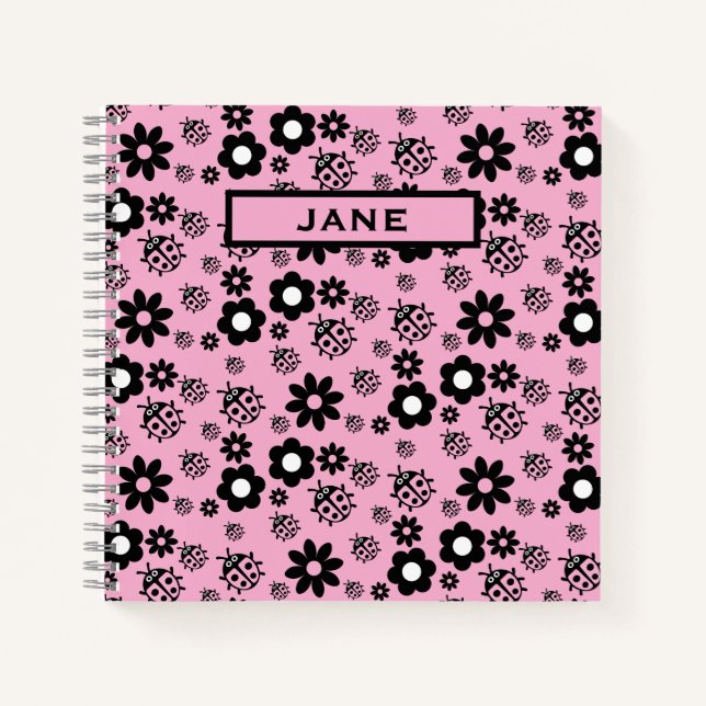 Carnet Enfants coccinelle rose mignonne (Devant)