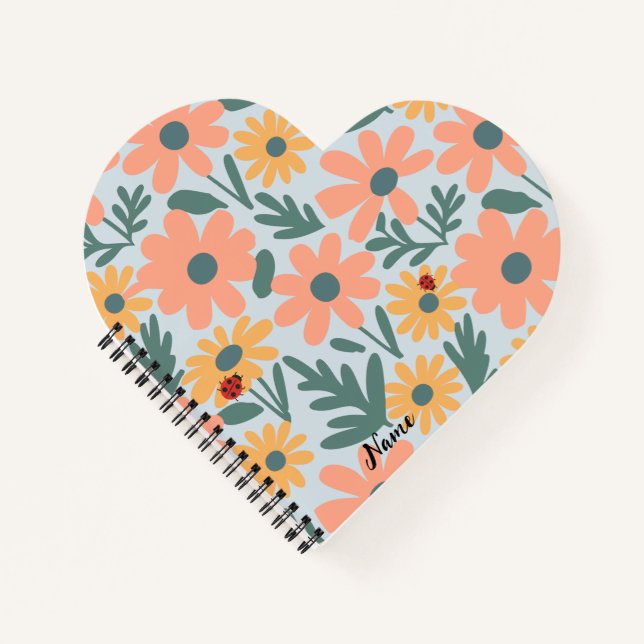 Carnet Enfants Cute Ladybug Polka dot Daisy Flower Motif (Devant)