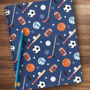 Carnet Enfants Motif d'équipement sportif sur Blue School