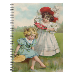 Carnet Enfants victoriens Vintage Été Filles Jardin