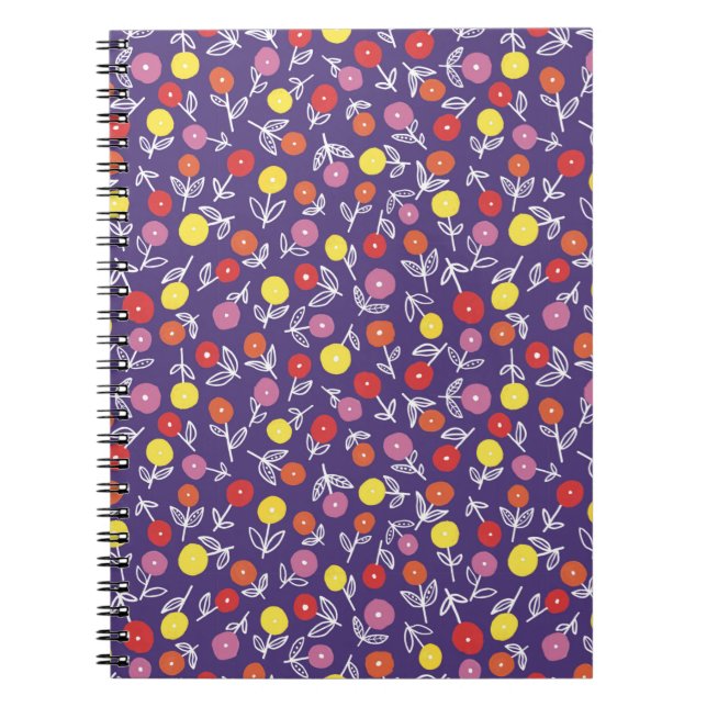 Carnet Enfants violets motif floral Ditsy (Devant)