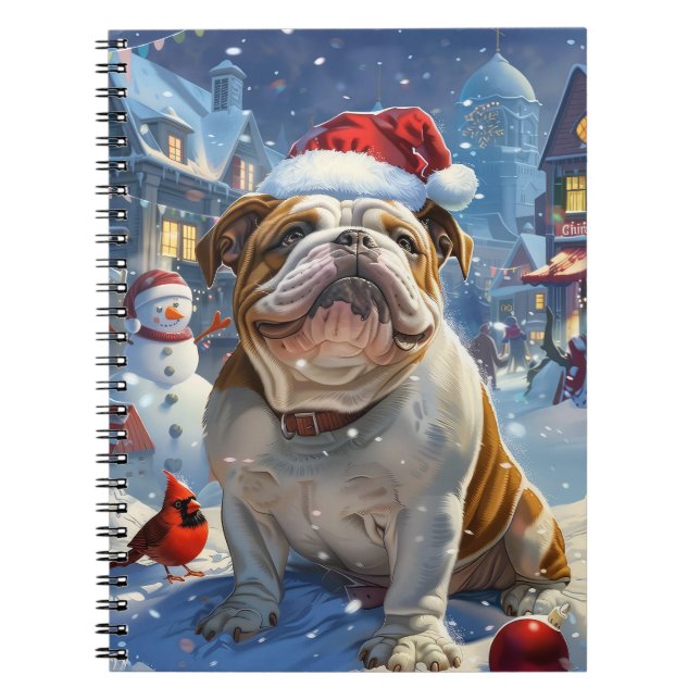 Carnet English Bulldog Winter Wonderland Christmas Joie (Devant)