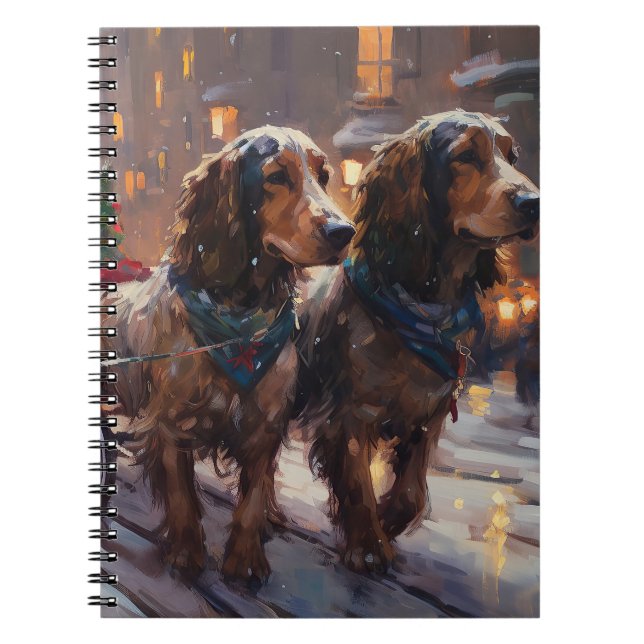 Carnet English Cocker Spaniel Saison de Noël festive (Devant)