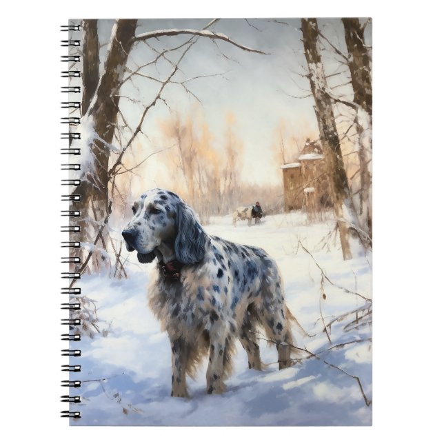Carnet English Setter Qu'il neige Noël (Devant)