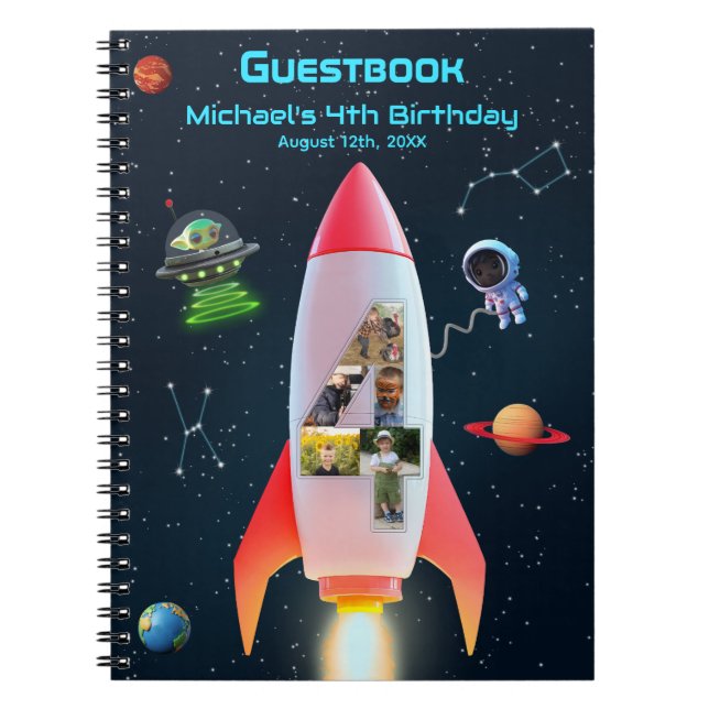 Carnet Énorme Quatre | Rocket Space 4th Birthday Guides B (Devant)