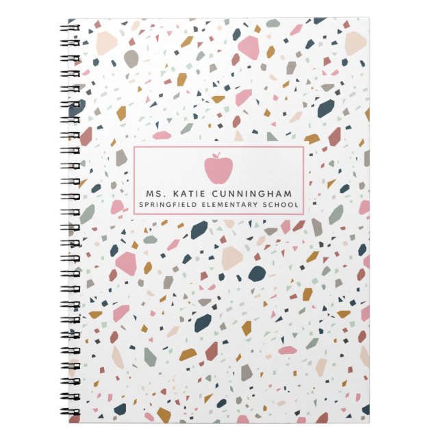 Carnet Enseignant de la pomme rose Motif Terrazzo (Devant)