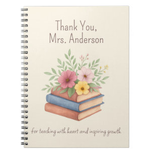 Carnet Enseignant Merci - Fleurs d'aquarelle -