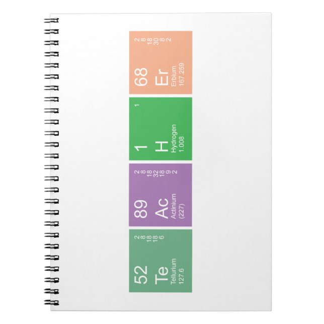 Carnet Enseignant scientifique de table périodique coloré (Devant)