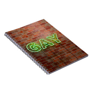Carnet Enseigne néon Gay SlipperyJoe's mur de briques ver