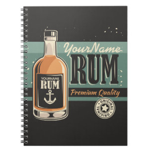 Carnet Enseigne Rétro Bouteille de Rhum Personnalisée pou