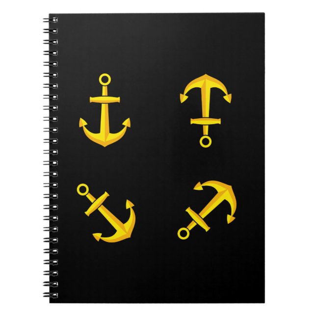 Carnet Ensemble d'ancre de bateau doré de dessin animé (Devant)