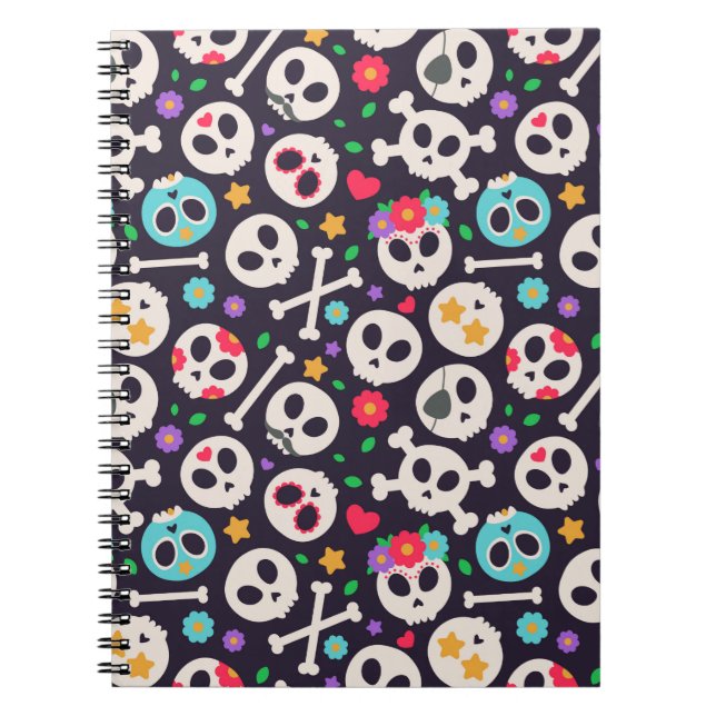 Carnet Ensemble de crânes. Motif sans couture avec concep (Devant)