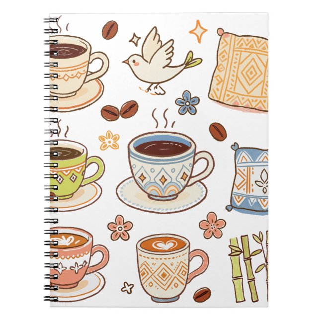 Carnet Ensemble de doodle d'art folklorique et de café de (Devant)