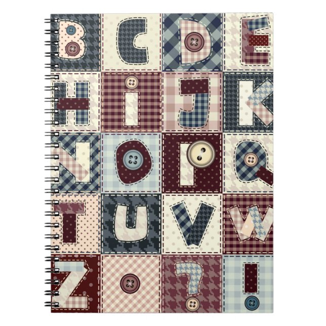 Carnet Ensemble de lettres alphabétiques en style patchwo (Devant)