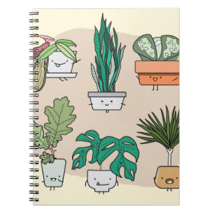 Carnet Ensemble de plantes de maison mignons dans des pot